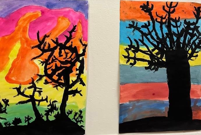 Student tree colorful background paintings