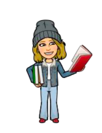 Emoji: Mrs. P standing carrying and reading a book