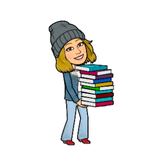 Emoji: Mrs. P standing carrying a stack of books