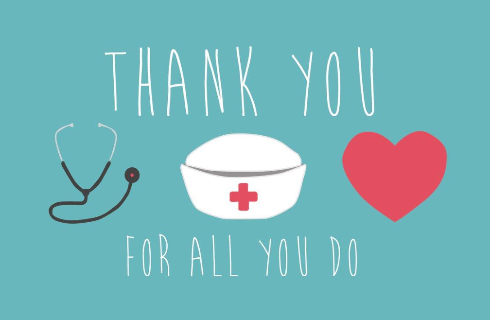 Thank You For All You Do heart, nurse cap.