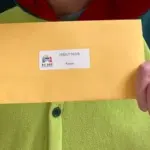 Persons hands holding envelope.
